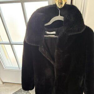 Mango Black Faux Fur Coat - Size XS (Runs Large)